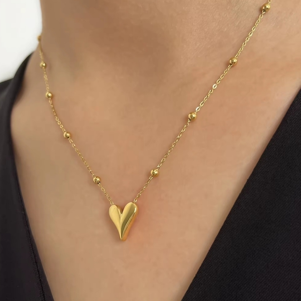 Dainty 18kt Gold over 925 Sterling Heart Necklace - Picture 4 of 4